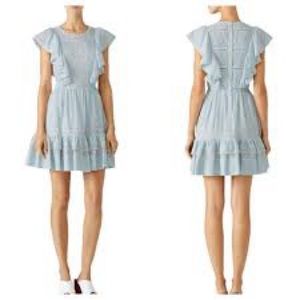 Rebecca Taylor gray blue ruffle dress, size 4